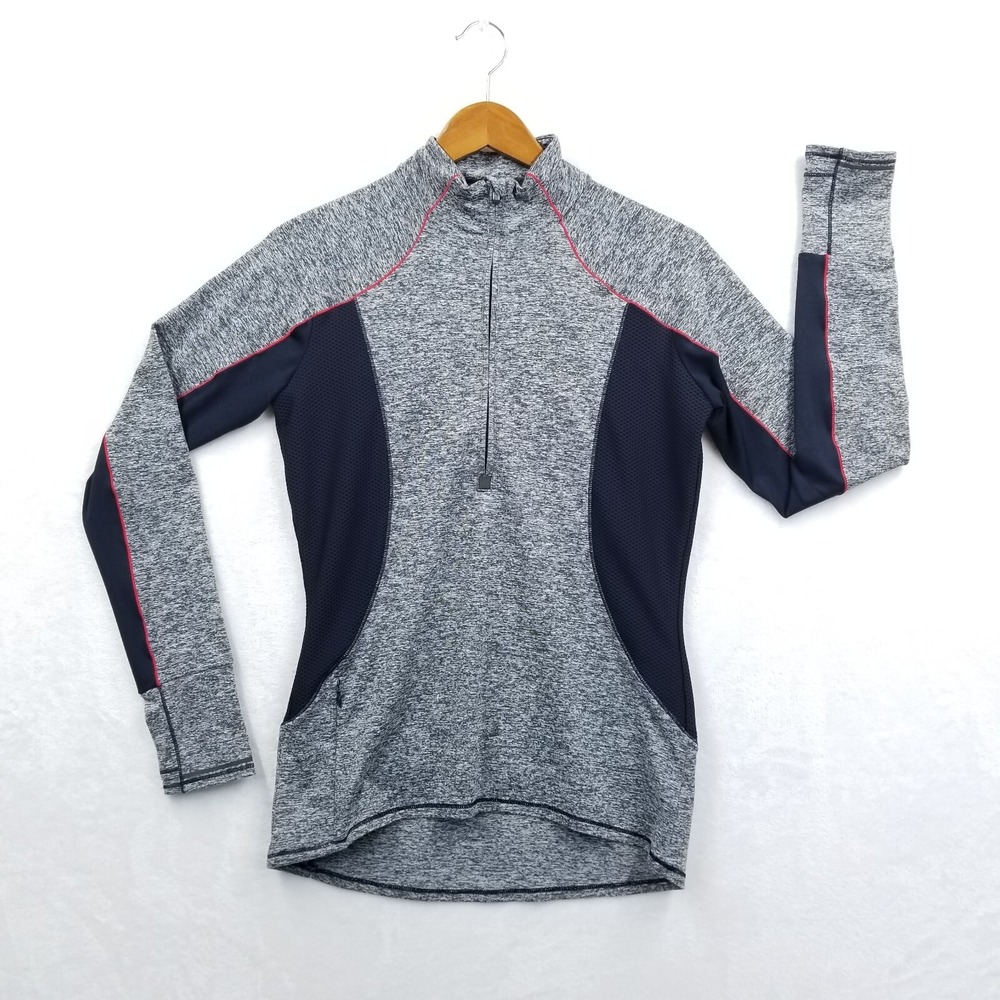 Athleta Pullover Women Small Gray Black 1/2 Zip Long Sleeve Activewear Top